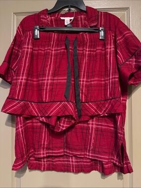Victoria's Secret Red Plaid Short Sleeve Button-Up PJ set